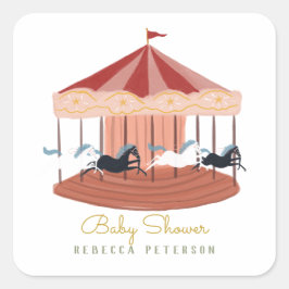 ピンク回転木馬誕生日ギフトラベルリキュールボトルラ スクエアシール