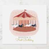 ピンク回転木馬誕生日ギフトラベルリキュールボトルラ リキュールボトルラベル (シングルラベル)