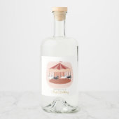 ピンク回転木馬誕生日ギフトラベルリキュールボトルラ リキュールボトルラベル (正面)