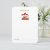 ピンク回転木馬誕生日タイムカプセルサンキューカード サンキューカード (スタンド正面)