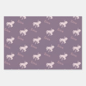 ピンク回転木馬馬パターンガールネーム誕生日 ラッピングペーパーシート (正面3)