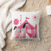 ピンク回転木馬馬枕 クッション (ブランケット)