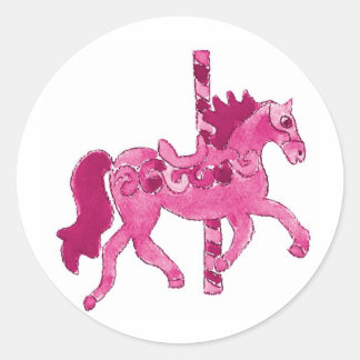 ピンク回転木馬馬 ラウンドシール
