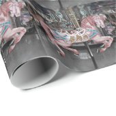 ピンク回転木馬馬 ラッピングペーパー (ロールコーナー)