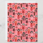 ピンク図解入りの、写真付きのこ日本のけしスクラップブック紙 (裏面)