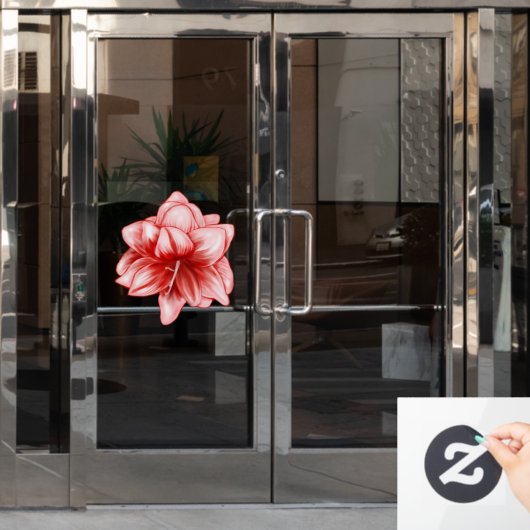 ピンク図解入りの、写真付きのと白のアマリリス ウィンドウサイン (オフィスドア)