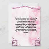 ピンク図解入りの、写真付きのの新婦結婚ズ 招待状 (裏面)