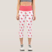 ピンク図解入りの、写真付きのフラミンゴ カプリレギンス (正面)