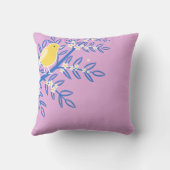 ピンク図解入りの、写真付きの色の背景に黄色の鳥 クッション (裏面)