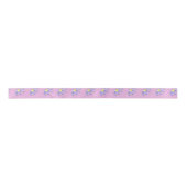 ピンク図解入りの、写真付きの色の背景に黄色の鳥 サテンリボン (正面)