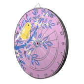 ピンク図解入りの、写真付きの色の背景に黄色の鳥 ダーツボード (正面右)