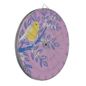 ピンク図解入りの、写真付きの色の背景に黄色の鳥 ダーツボード (正面左)