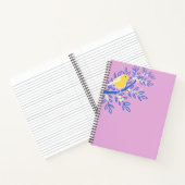 ピンク図解入りの、写真付きの色の背景に黄色の鳥 ノートブック (内部)