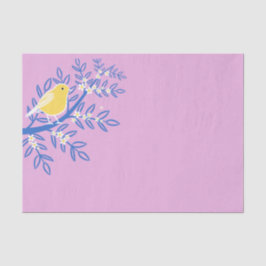 ピンク図解入りの、写真付きの色の背景に黄色の鳥 薄葉紙