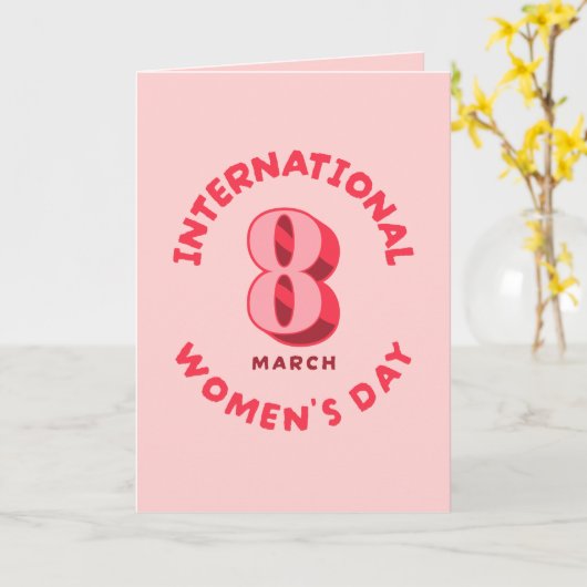 ピンク国際的ウィメンズデーの3月8日 カード (黄色い花)