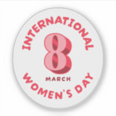 ピンク国際的ウィメンズデーの3月8日 シール (正面)