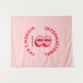 ピンク国際的ウィメンズデーの3月8日 タペストリー (正面(横))