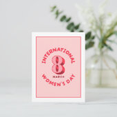 ピンク国際的ウィメンズデーの3月8日 ポストカード (スタンド正面)