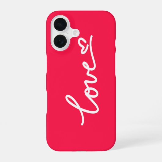 ピンク地に白いLove文字 iPhone 16ケース (裏面)