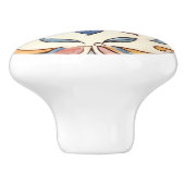 ピンク地中海のイエローブルー花フローラ セラミックノブ (側面)