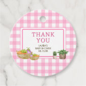 ピンク地元で栽培された農家市場ベビーシャワーのラウンド フェイバータグ (正面)