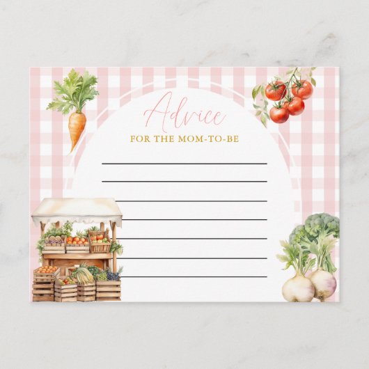 ピンク地元で育った新鮮な市場ベビーシャワーアドバイス ポストカード (正面)