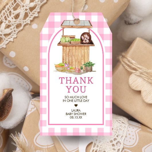 ピンク地元で育った赤ちゃんシャワーメッセージカード ギフトタグ