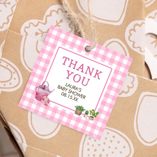 ピンク地元で育った赤ちゃんシャワー広場 フェイバータグ