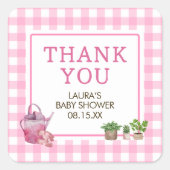 ピンク地元で育った農家市場ベビーシャワー スクエアシール (正面)