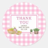 ピンク地元で育った農家市場ベビーシャワー ラウンドシール (正面)