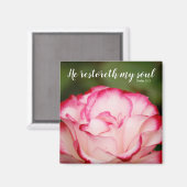 ピンク変成バラ詩篇23:3聖なる書物、 経典 マグネット (正面/裏面)