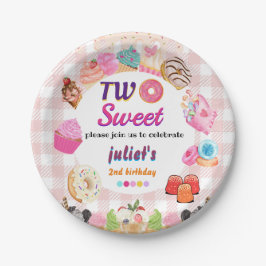 ピンク夏かわいい子供の女の子2甘い2誕生日 ペーパープレート