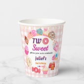 ピンク夏かわいい子供の女の子2甘い2誕生日 紙コップ (正面)
