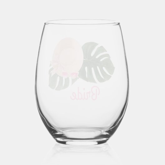 ピンク夏期グラムバチェロレッテ |花嫁 ステムなしワイングラス (裏面)