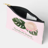 ピンク夏期トロピカル葉 |バチェロレッテバッグ アクセサリーポーチ (見開き)