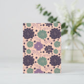 ピンク多肉花柄 ポストカード (スタンド正面)