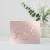 ピンク大エレガント学院招待状葉書 ポストカード (スタンド正面)