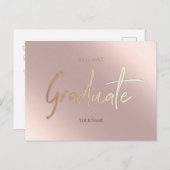 ピンク大エレガント学院招待状葉書 ポストカード (正面/裏面)