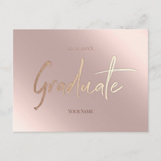 ピンク大エレガント学院招待状葉書 ポストカード (正面)