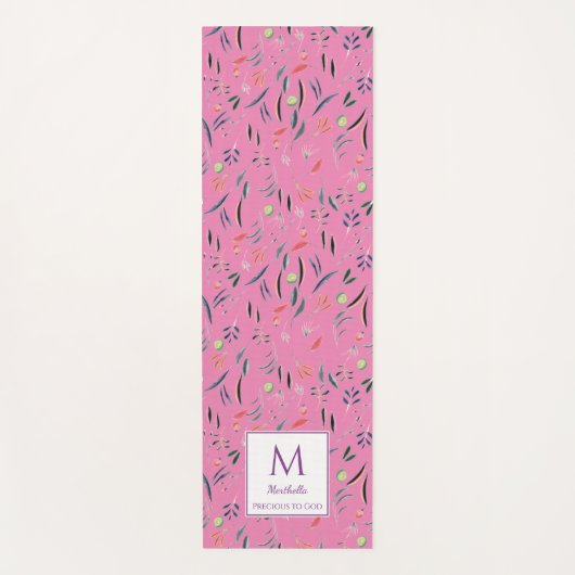 ピンク大切のフローラは神モノグラパーソナライズされたム ヨガマット (正面)