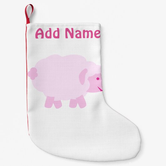 ピンク大切の子羊 スモールクリスマスストッキング (正面)