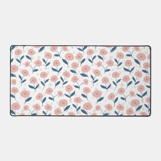 ピンク大切の小パターン（の模様が）ある型マット デスクマット (正面)