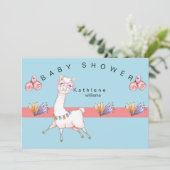 ピンク大切&ブルーラマベビーシャワー招待状 招待状 (スタンド正面)