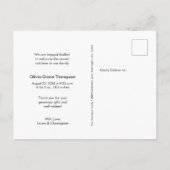 "ピンク大切:ベビーガール出産発表後 案内ポストカード (裏面)