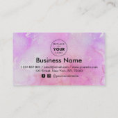 ピンク大理石あなたのロゴ割引を追加ミニマルガーリー ロイヤリティカード (裏面)