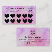 ピンク大理石あなたのロゴ割引を追加ミニマルガーリー ロイヤリティカード (正面/裏面)