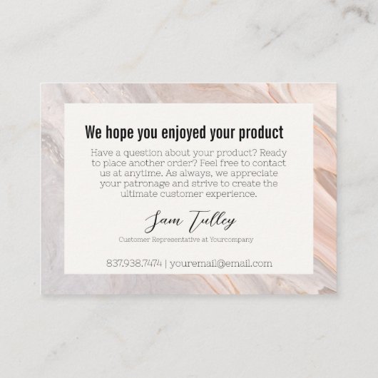 ピンク大理石ありがとうお客様サービスカード 名刺 (裏面)