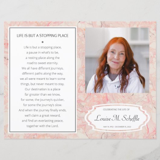 ピンク大理石お祝い生活葬式プログラム (正面)