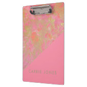 ピンク大理石かわいらし金ゴールドエレガント業 クリップボード (左)