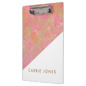 ピンク大理石かわいらし金ゴールドエレガント業 クリップボード (左)